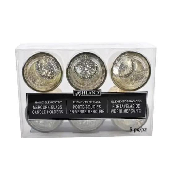 2.5" Mercury Glass Votive Holders, 6ct. by Ashland&reg; Gold {4}