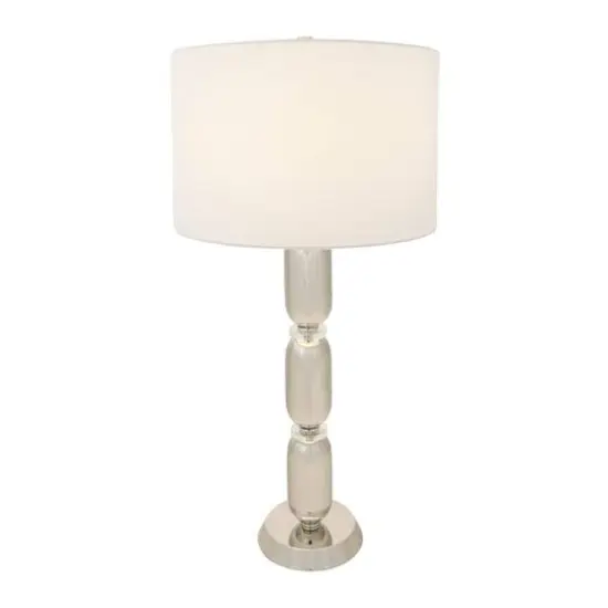 Hello Honey&reg; 33" Metal Table Lamp with Glass Middle Slick Silver {3}
