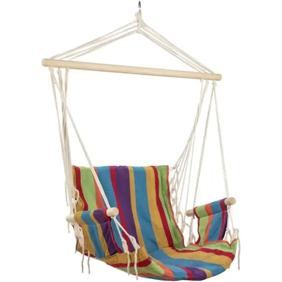 37" Multicolor Stripe Outdoor Patio Hammock Chair with Armrests {1}