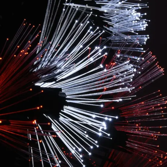 6ft. Fiber Optic Candy Corn Color Lights Black Artificial Halloween Tree {5}