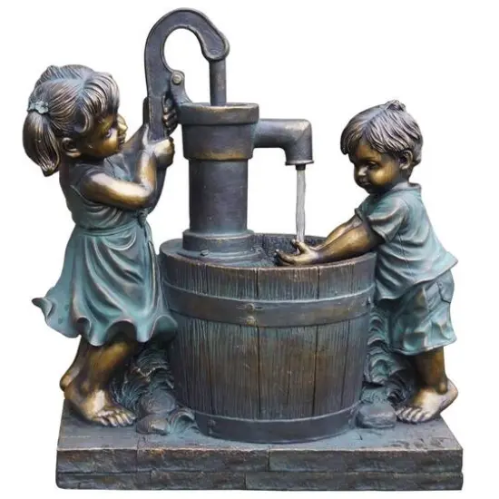Santa's Workshop 23.5" Boy & Girl Fountain {1}