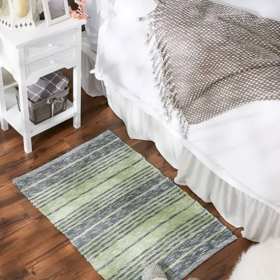DII® Variegated Stripe Handwoven Recycled Yarn Rug, 2ft. x 3ft. Hunter Green {6}