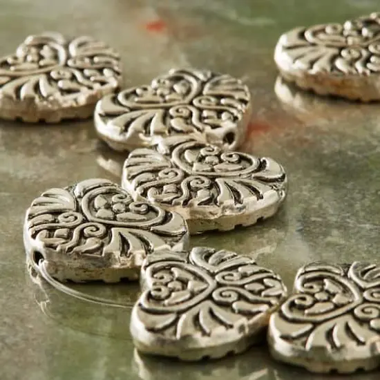 Silver-Plated Metal Heart Beads, 18mm by Bead Landing&trade; {3}