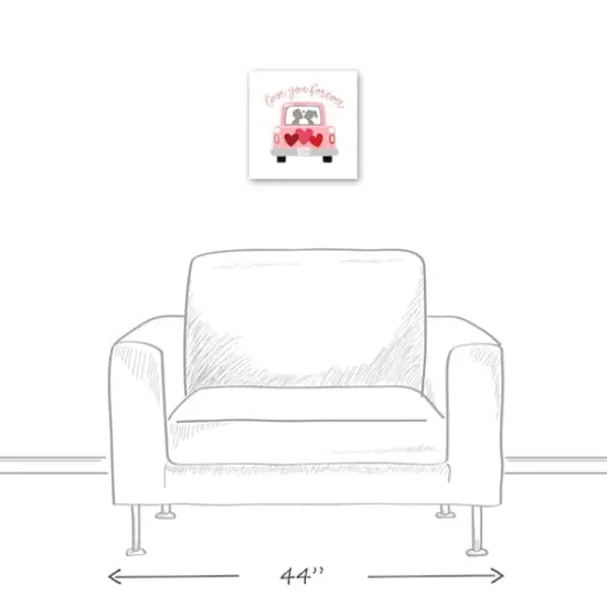 Valentines Truck 12" x 12" Canvas Wall Art {6}