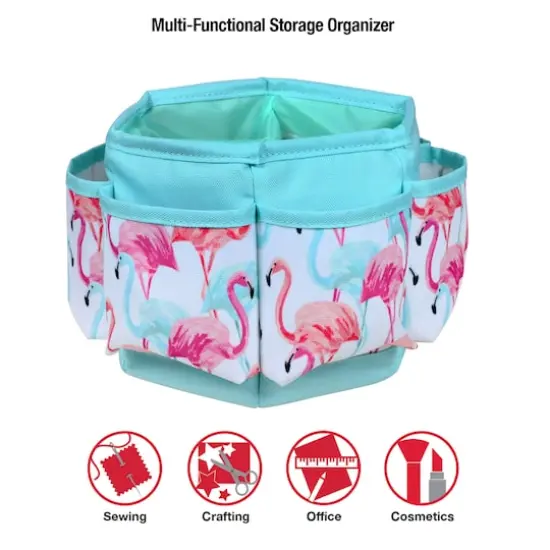 SINGER&reg; Flamingo Print Sewing Spinning Tabletop Organizer {7}