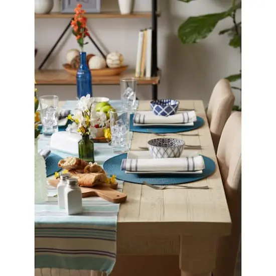 DII&reg; Round Plastic Woven Placemats, 6ct. Storm Blue {6}