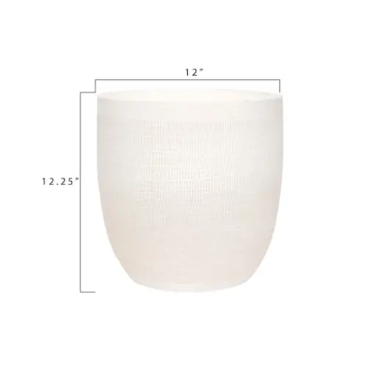 Hello Honey&reg; 12.25" Matte White Embossed Stoneware Planter {6}