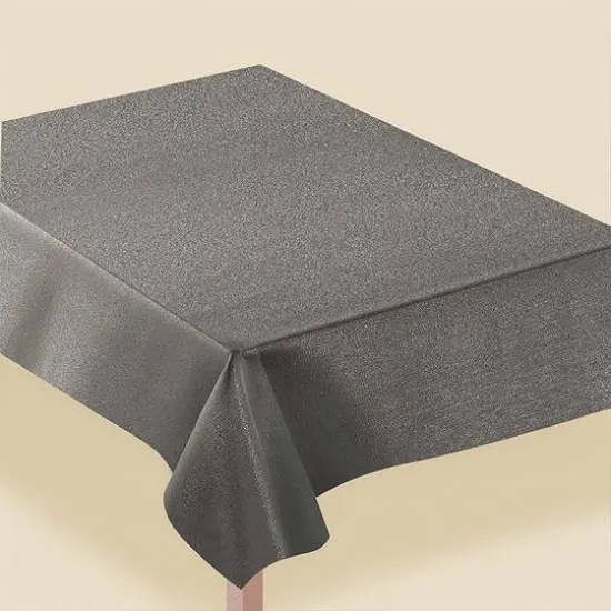 JAM Paper Metallic Pewter Gray Rectangular Fabric Tablecloth, 60" x 84" {1}