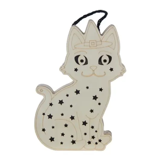 8.5" Witch Cat DIY LED Plywood D&eacute;cor by Make Market&reg; {1}