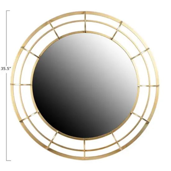 36" Gold Contemporary Round Metal Wall Mirror {6}