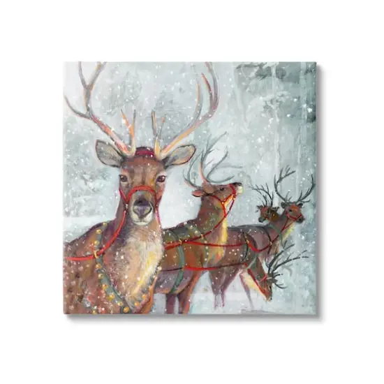 Stupell Industries Winter Reindeer Holiday Landscape Canvas Wall Art {1}
