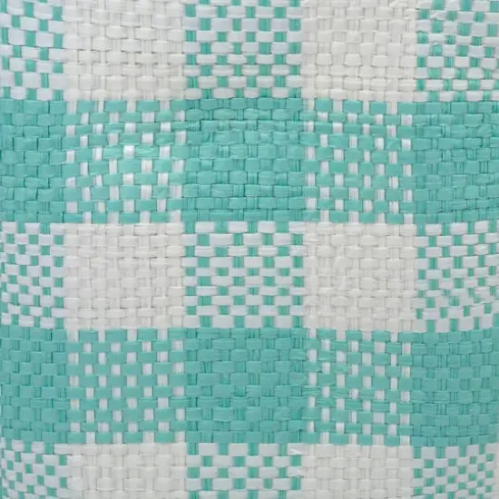 DII&reg; Medium Aqua Checked Rectangle Woven Paper Basket {4}