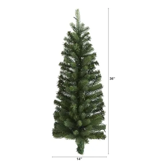 3ft. Pre-Lit Flat Back Wall Hanging Artificial Christmas Tree, Clear LED Lights {3}