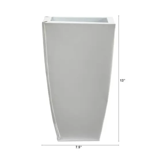 13" White Tapered Square Metal Planter {3}