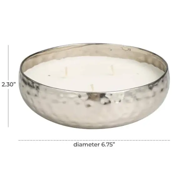 20oz. White Sage Scented White 3 Wick Candle in Hammered Silver Bowl {7}