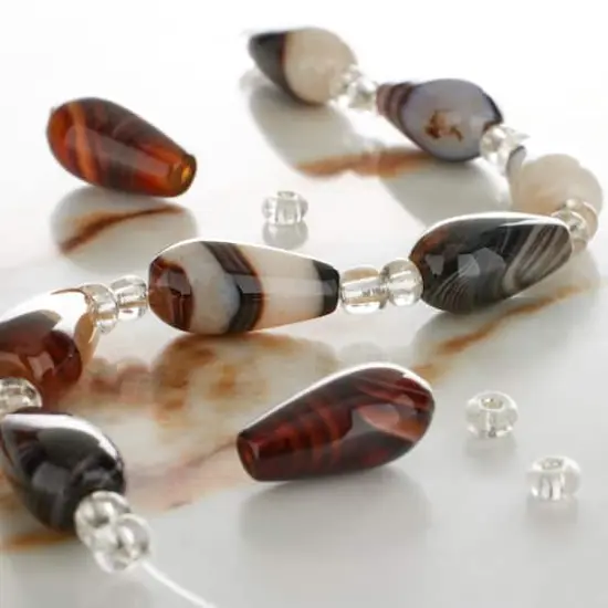 Brown Striped Dyed Agate Teardrop Beads, 8mm by Bead Landing&trade; {3}
