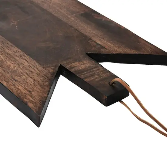 Hello Honey&reg; 12" Walnut Geometric Wood Cutting Board with Leather Tie {5}