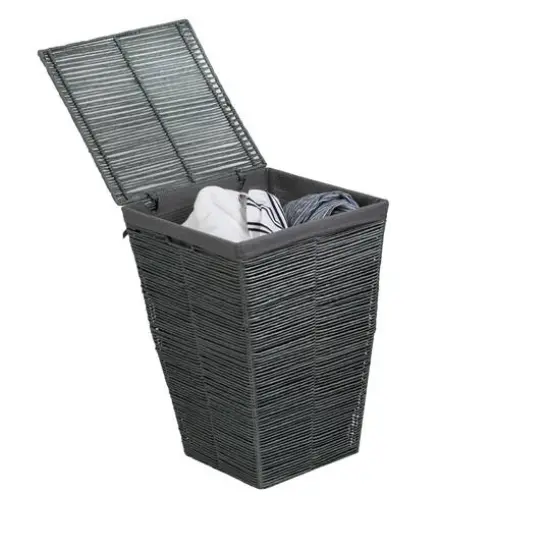 22" Coastal Collection Cool Gray Laundry Hamper with Lid {1}