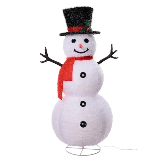 Haute Decor 4ft. LED Lighted Collapsible Tinsel Fabric Snowman {3}