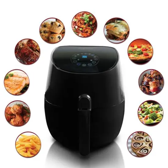 MegaChef 3.5qt. Sleek Black Airfryer & Multicooker With 7 Pre-programmed Settings {9}
