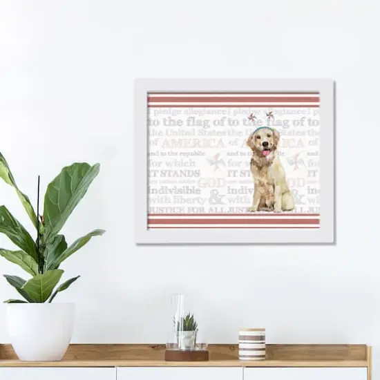 American Dog White Framed Print Under Plexiglass {3}