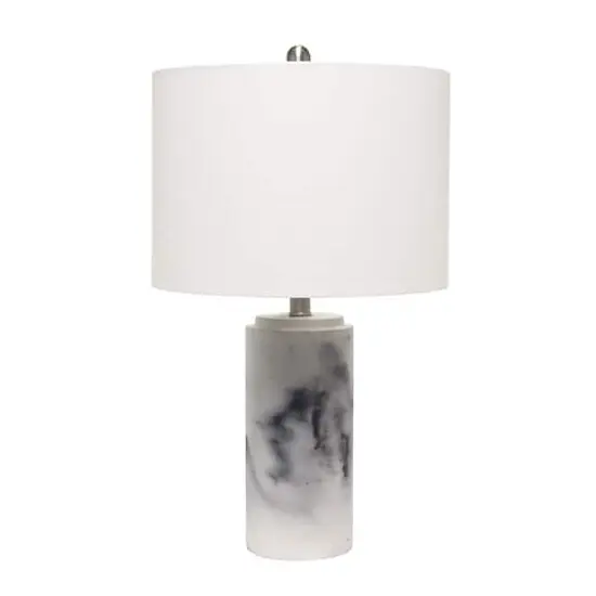 Lalia Home 24.5" White Marbleized Table Lamp with White Fabric Shade {1}