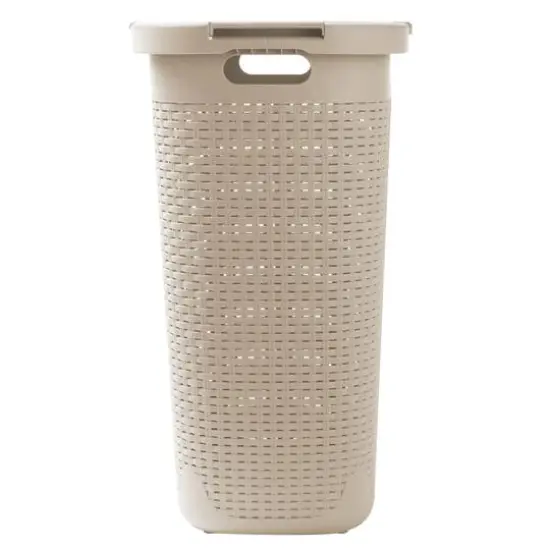 Mind Reader 60L Hamper Laundry Basket with Cutout Handles Ivory {8}