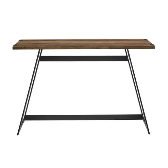 Walker Edison Reclaimed Barnwood Faux Wrap Modern Industrial Entry Table {5}