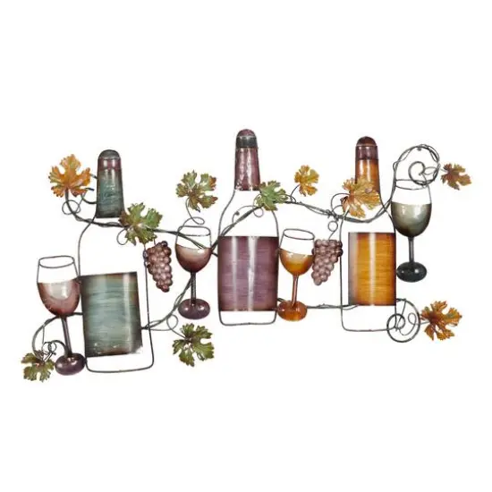 Multi Colored Metal Traditional Wine Wall Decor, 19" x 36" x 1" {3}
