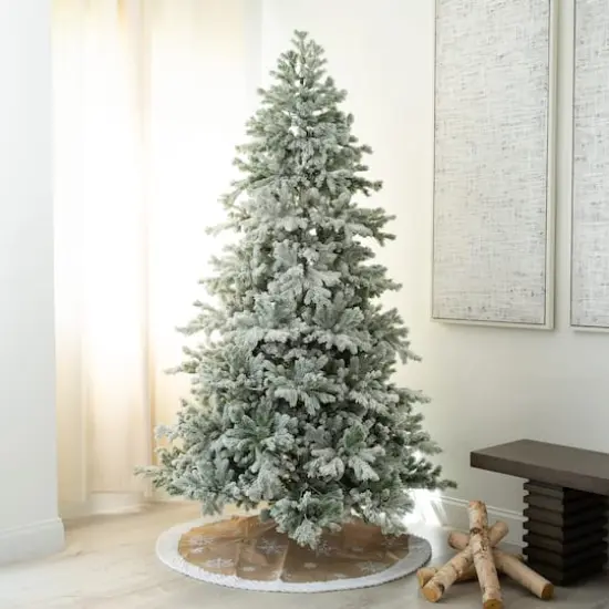 7.5ft. Pre-Lit Flocked California Spruce Artificial Christmas Tree, Color-Changing LED Lights {9}