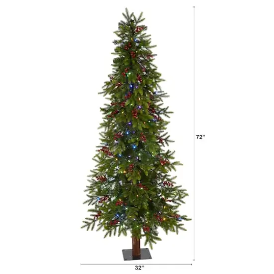 6ft. Pre-Lit Berries Victoria Fir Artificial Christmas Tree with Color Changing LED Lights {3}