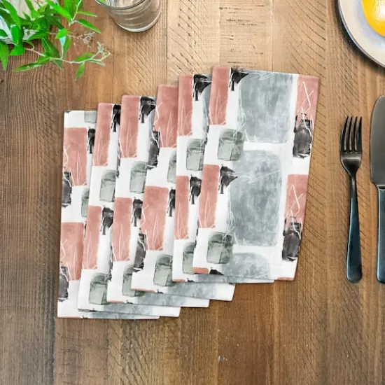 Blue and Pink Abstract 10" x 10" Cotton Twill Napkin {4}