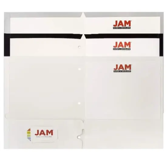 JAM Paper Business Glossy Laminated Two Pocket 3-Hole Punch Folders, 6ct. {3}