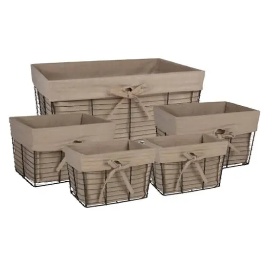 DII&reg; Desert Taupe Lined Vintage Wire Basket Set {1}