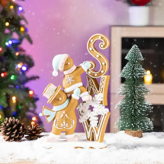 Glitzhome&reg; 12.5" Resin Christmas Gingerbread Table Decor {4}