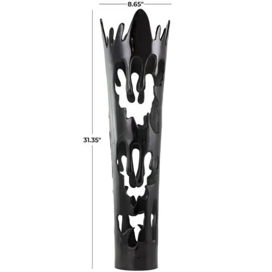 31" Black Aluminum Drip Vase with Melting Designed Body {10}