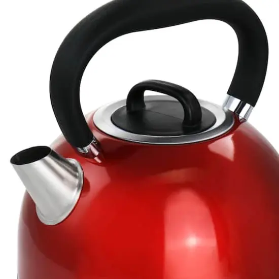 MegaChef 1.7L Red Cordless Half Round Electric Stainless Steel Tea Kettle {7}