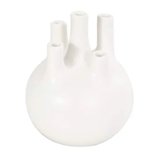 CosmoLiving by Cosmopolitan White Ceramic Round Bud Vase Set with Multiple Openings {5}