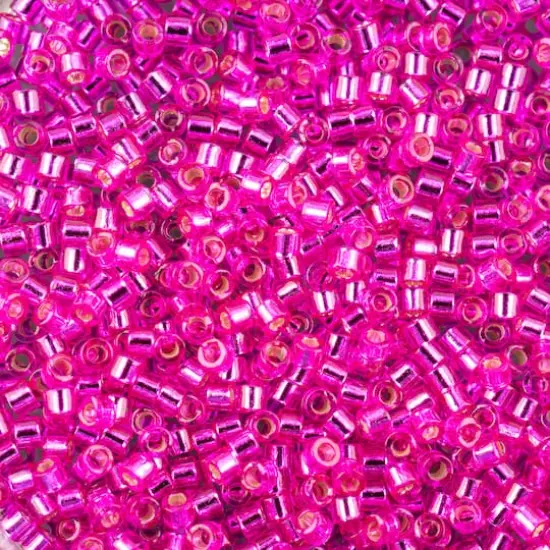 John Bead 11/0 Miyuki Delica Glass Seed Beads, 5g Silver Lined Fuchsia {1}