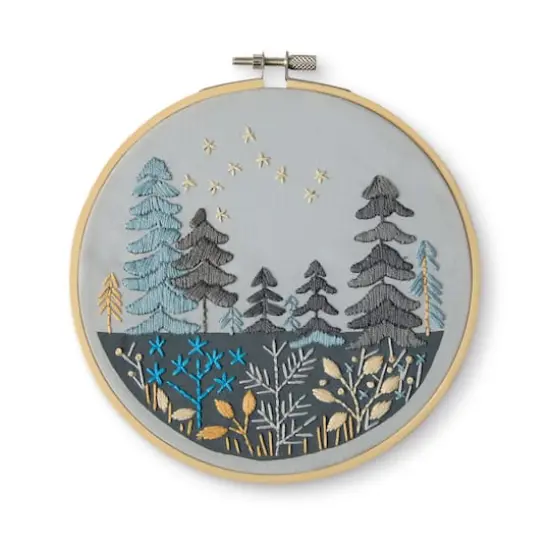 6" Night Trees Stamped Design Embroidery Kit with Hoop by Loops & Threads&reg; {1}