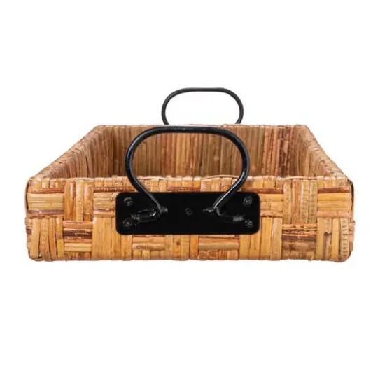 Hello Honey&reg; 3ft. Decorative Rattan Tray with Metal Handles Brown {6}