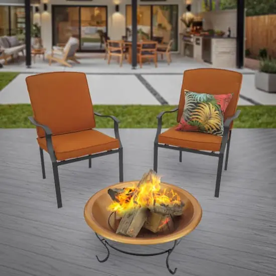 29" Copper Fire Pit with Stand & Screen {3}
