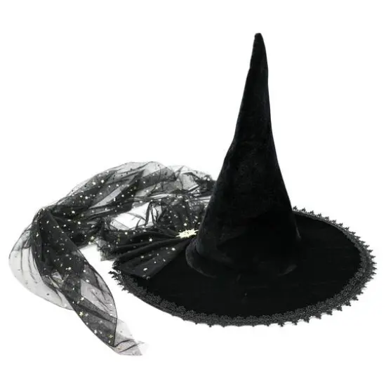 Black Velvet Witch Hat with Star Tulle by Celebrate It&trade; {3}