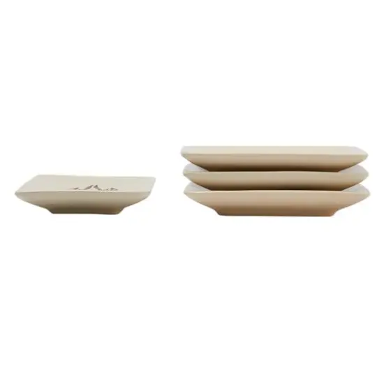 Hello Honey&reg; 4" Wax Relief Sea Life Rectangle Stoneware Dish Set {4}