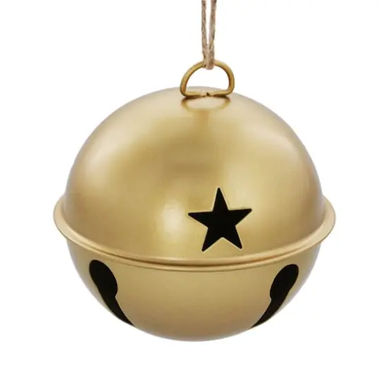6 Pack 85mm Jingle Bell Burnished Gold Ball Ornaments {1}