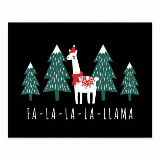 Caroling Llama 10x8 Tabletop Canvas {1}