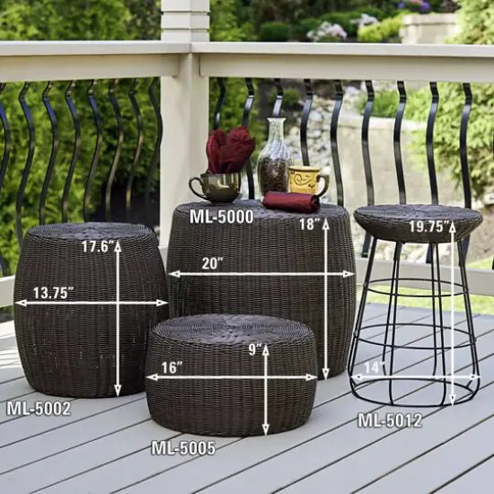 Household Essentials 18" Woven Storage End Table Brown {6}