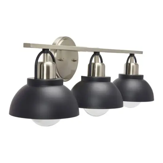 Hello Honey® Robert Stevenson Lighting Walsh Matte Black & Brushed Nickel Metal 3-Light Vanity Light {6}