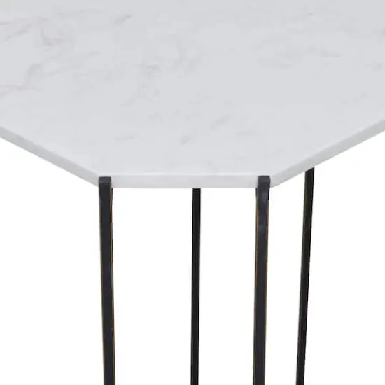 18" White Iron Contemporary Accent Table {5}
