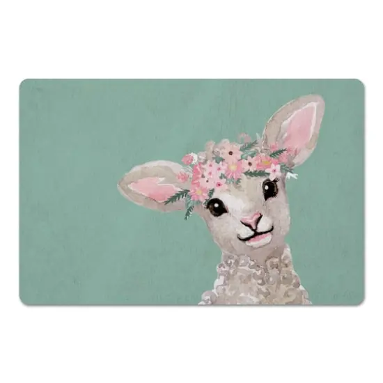 18" x 27" Lamb with Flower Crown Floor Mat {1}